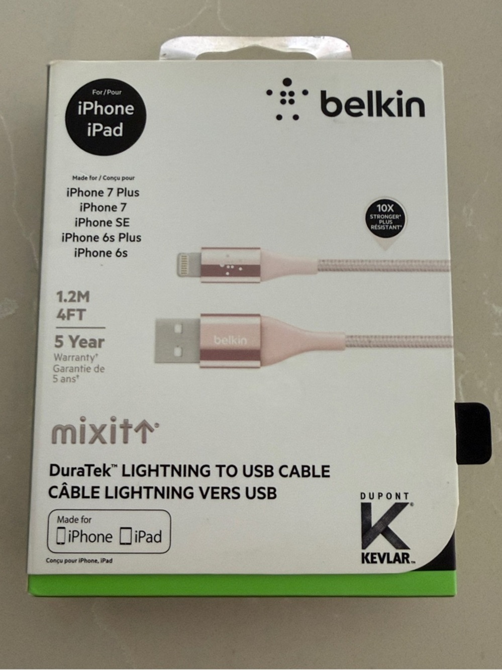 Belkin Mixit DuraTek Lightning to USB Cable - Rose Pink/Rose Gold